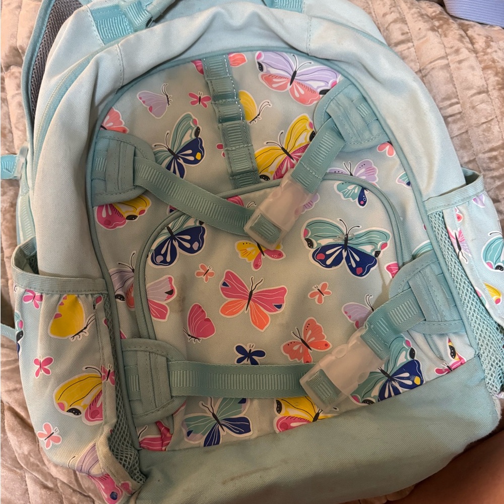 Pottery Barn Kids Large MacKenzie Teal Butterfly Backpack